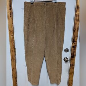 Vtg Y2K LL Bean Womens Corduroy Pants Tall Pleated Front Pockets Brown Retro 24W